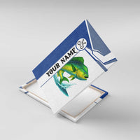 Mahi Mahi Fish Canvas Wall Art Nautical Anchors and Wave Splash on White and Blue Split Background - Wonder Print Shop