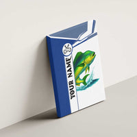 Mahi Mahi Fish Canvas Wall Art Nautical Anchors and Wave Splash on White and Blue Split Background - Wonder Print Shop