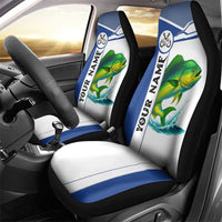 Mahi Mahi Fish Car Seat Cover Nautical Anchors and Wave Splash on White and Blue Split Background - Wonder Print Shop