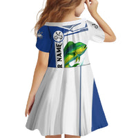 Mahi Mahi Fish Family Matching Tank Maxi Dress and Hawaiian Shirt Nautical Anchors and Wave Splash on White and Blue Split Background - Wonder Print Shop