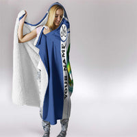 Mahi Mahi Fish Hooded Blanket Nautical Anchors and Wave Splash on White and Blue Split Background - Wonder Print Shop