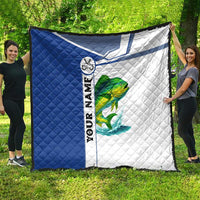 Mahi Mahi Fish Quilt Nautical Anchors and Wave Splash on White and Blue Split Background - Wonder Print Shop