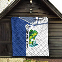 Mahi Mahi Fish Quilt Nautical Anchors and Wave Splash on White and Blue Split Background - Wonder Print Shop