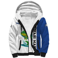 Mahi Mahi Fish Sherpa Hoodie Nautical Anchors and Wave Splash on White and Blue Split Background - Wonder Print Shop