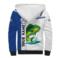 Mahi Mahi Fish Sherpa Hoodie Nautical Anchors and Wave Splash on White and Blue Split Background - Wonder Print Shop