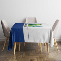 Mahi Mahi Fish Tablecloth Nautical Anchors and Wave Splash on White and Blue Split Background - Wonder Print Shop