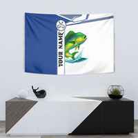 Mahi Mahi Fish Tapestry Nautical Anchors and Wave Splash on White and Blue Split Background - Wonder Print Shop