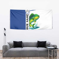 Mahi Mahi Fish Tapestry Nautical Anchors and Wave Splash on White and Blue Split Background - Wonder Print Shop