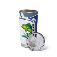 Mahi Mahi Fish Tumbler Cup Nautical Anchors and Wave Splash on White and Blue Split Background - Wonder Print Shop