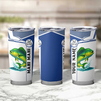 Mahi Mahi Fish Tumbler Cup Nautical Anchors and Wave Splash on White and Blue Split Background - Wonder Print Shop