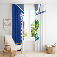 Mahi Mahi Fish Window Curtain Nautical Anchors and Wave Splash on White and Blue Split Background - Wonder Print Shop