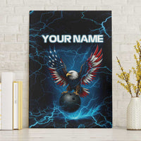 Lightning Bowling Canvas Wall Art Electric Blue Ball and American Eagle Graphic on Stormy Black Background - Wonder Print Shop
