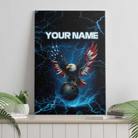 Lightning Bowling Canvas Wall Art Electric Blue Ball and American Eagle Graphic on Stormy Black Background - Wonder Print Shop