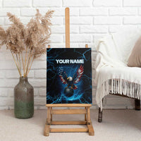 Lightning Bowling Canvas Wall Art Electric Blue Ball and American Eagle Graphic on Stormy Black Background - Wonder Print Shop