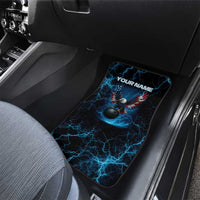 Lightning Bowling Car Mats Electric Blue Ball and American Eagle Graphic on Stormy Black Background - Wonder Print Shop