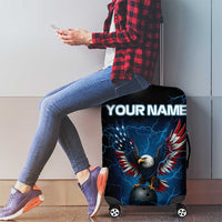Lightning Bowling Luggage Cover Electric Blue Ball and American Eagle Graphic on Stormy Black Background - Wonder Print Shop