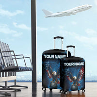 Lightning Bowling Luggage Cover Electric Blue Ball and American Eagle Graphic on Stormy Black Background - Wonder Print Shop