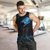 Lightning Bowling Men Tank Top Electric Blue Ball and American Eagle Graphic on Stormy Black Background - Wonder Print Shop