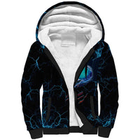 Lightning Bowling Sherpa Hoodie Electric Blue Ball and American Eagle Graphic on Stormy Black Background - Wonder Print Shop