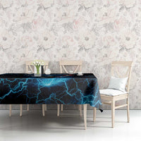 Lightning Bowling Tablecloth Electric Blue Ball and American Eagle Graphic on Stormy Black Background - Wonder Print Shop