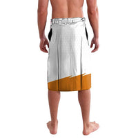 Bass Fishing Lavalava Jumping Largemouth Fish on Black Hex Pattern and Orange White Lightning Accents - Wonder Print Shop