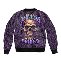 Skull Bomber Jacket Hello Darkness My Old Friend - Horror Seamless Pattern Purple - Wonder Print Shop
