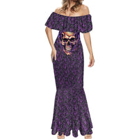 Skull Mermaid Dress Hello Darkness My Old Friend - Horror Seamless Pattern Purple - Wonder Print Shop