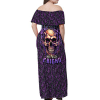 Skull Off Shoulder Maxi Dress Hello Darkness My Old Friend - Horror Seamless Pattern Purple - Wonder Print Shop