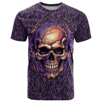 Skull T Shirt Hello Darkness My Old Friend - Horror Seamless Pattern Purple - Wonder Print Shop