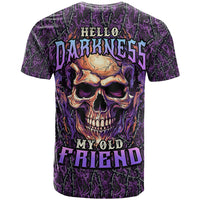 Skull T Shirt Hello Darkness My Old Friend - Horror Seamless Pattern Purple - Wonder Print Shop