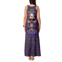 Skull Tank Maxi Dress Hello Darkness My Old Friend - Horror Seamless Pattern Purple - Wonder Print Shop