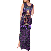 Skull Tank Maxi Dress Hello Darkness My Old Friend - Horror Seamless Pattern Purple - Wonder Print Shop