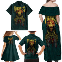 Viking Family Matching Off Shoulder Maxi Dress and Hawaiian Shirt Ravens - Hugin And Munin - Wonder Print Shop