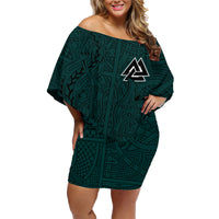 Viking Family Matching Off Shoulder Short Dress and Hawaiian Shirt Ravens - Hugin And Munin - Wonder Print Shop