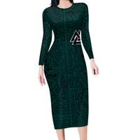 Viking Long Sleeve Bodycon Dress Ravens - Hugin And Munin - Wonder Print Shop
