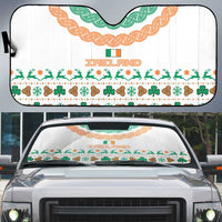 Ireland Christmas Auto Sun Shade with Celtic Knot Shamrock and Tricolor Holiday Pattern - Wonder Print Shop