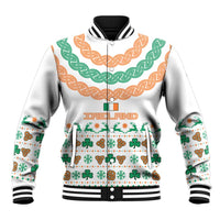 Ireland Christmas Baseball Jacket with Celtic Knot Shamrock and Tricolor Holiday Pattern - Wonder Print Shop