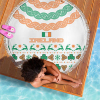 Ireland Christmas Beach Blanket with Celtic Knot Shamrock and Tricolor Holiday Pattern - Wonder Print Shop