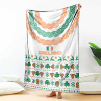 Ireland Christmas Blanket with Celtic Knot Shamrock and Tricolor Holiday Pattern - Wonder Print Shop