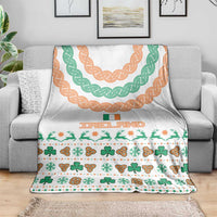 Ireland Christmas Blanket with Celtic Knot Shamrock and Tricolor Holiday Pattern - Wonder Print Shop