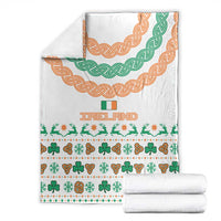 Ireland Christmas Blanket with Celtic Knot Shamrock and Tricolor Holiday Pattern - Wonder Print Shop