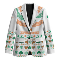 Ireland Christmas Blazer with Celtic Knot Shamrock and Tricolor Holiday Pattern - Wonder Print Shop