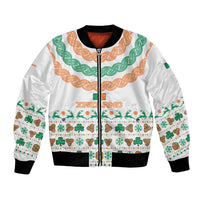 Ireland Christmas Bomber Jacket with Celtic Knot Shamrock and Tricolor Holiday Pattern - Wonder Print Shop