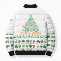Ireland Christmas Bomber Puffer Jacket with Celtic Knot Shamrock and Tricolor Holiday Pattern - Wonder Print Shop