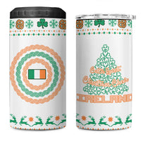 Ireland Christmas 4 in 1 Can Cooler Tumbler with Celtic Knot Shamrock and Tricolor Holiday Pattern - Wonder Print Shop