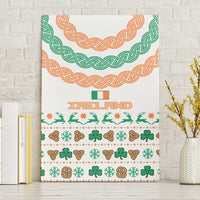 Ireland Christmas Canvas Wall Art with Celtic Knot Shamrock and Tricolor Holiday Pattern - Wonder Print Shop