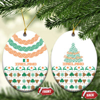 Ireland Christmas Ceramic Ornament with Celtic Knot Shamrock and Tricolor Holiday Pattern - Wonder Print Shop