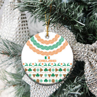 Ireland Christmas Ceramic Ornament with Celtic Knot Shamrock and Tricolor Holiday Pattern - Wonder Print Shop