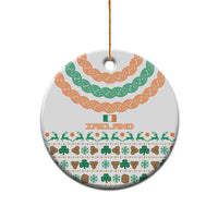 Ireland Christmas Ceramic Ornament with Celtic Knot Shamrock and Tricolor Holiday Pattern - Wonder Print Shop