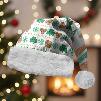 Ireland Christmas Santa Hat with Celtic Knot Shamrock and Tricolor Holiday Pattern - Wonder Print Shop